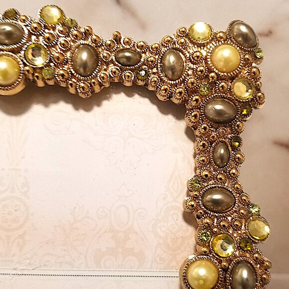 Cabochon, Crystals and Pearls Photo Frame Belle Maison Jeweled Tabletop … - Picture 5 of 14